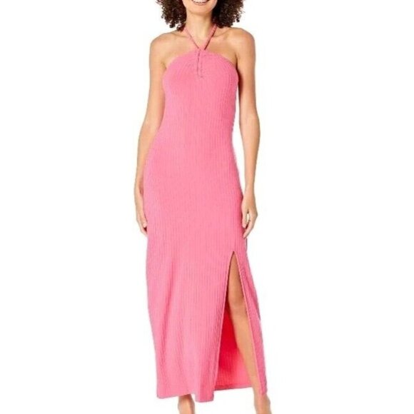 NWT $ 99  1.STATE CENTER RUCHED HALTER KNIT JUNEBERRY MIDI DRESS SZ MEDIUM - Picture 1 of 10